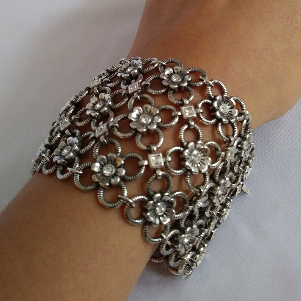 Silver & Crystal Statement Bracelet
